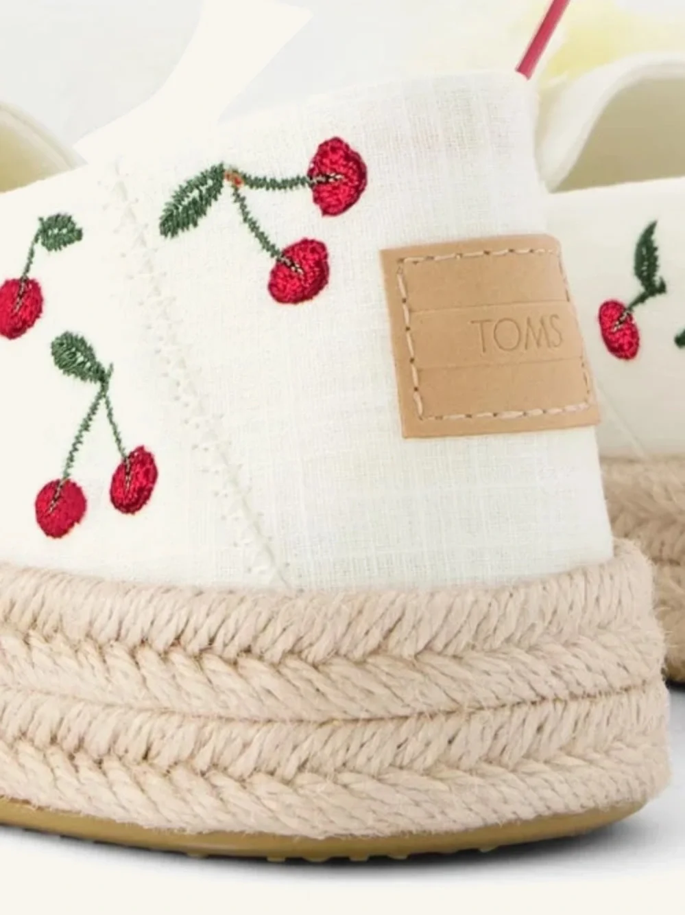 TOMS Carolina Lace-Up Espadrilles Croquette 🍒 Cherries Embroidery Sneaker 9 NWOT